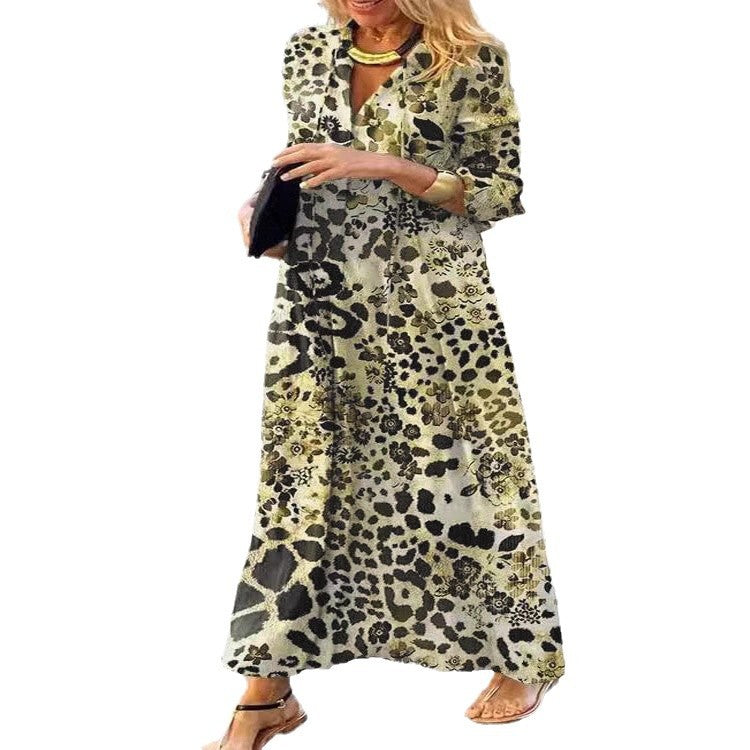 Maxi dress for women with a trendy leopard print and an elegant wrap design Lune London