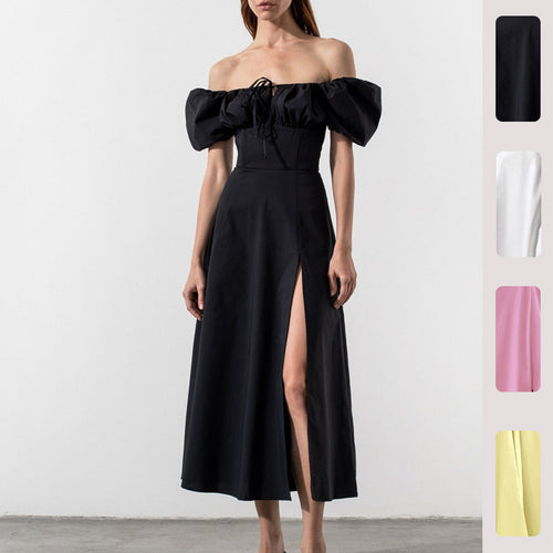 Robe maxi femme avec design off-the-shoulder et manches bouffantes volumineuses Chic & Stil