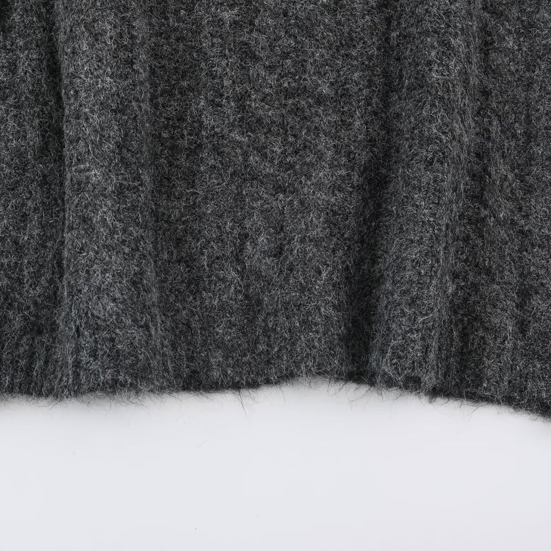 Women's Chunky Knit Oversized Sweater with High Turtleneck and Cable Pattern Amarae