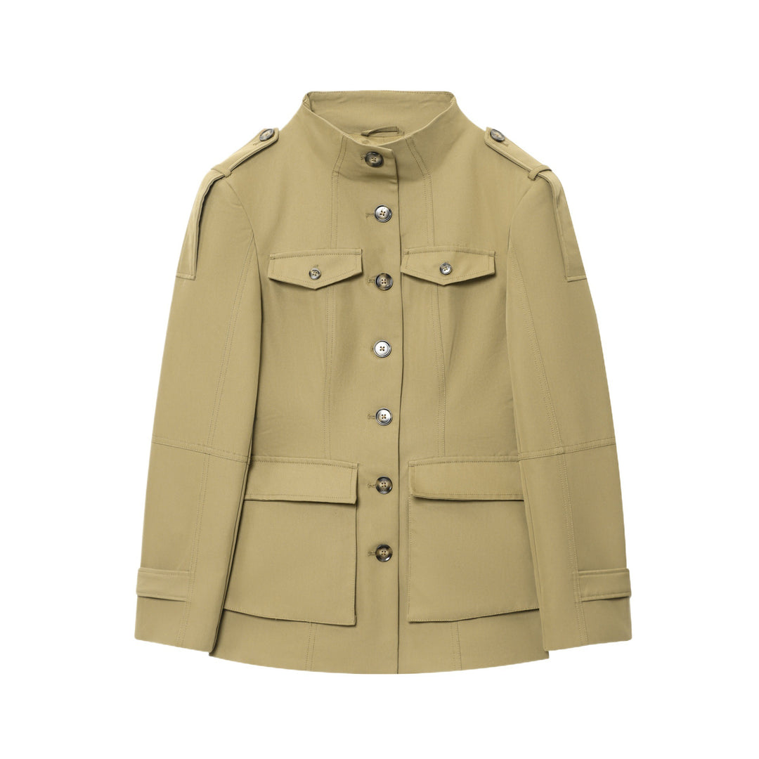 Trendy women's utility jacket with practical pockets and accentuated shoulder details Lune London
