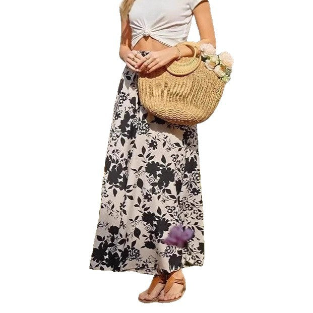 Lune London Women's Wide Leg Beach Pants with Floral Pattern