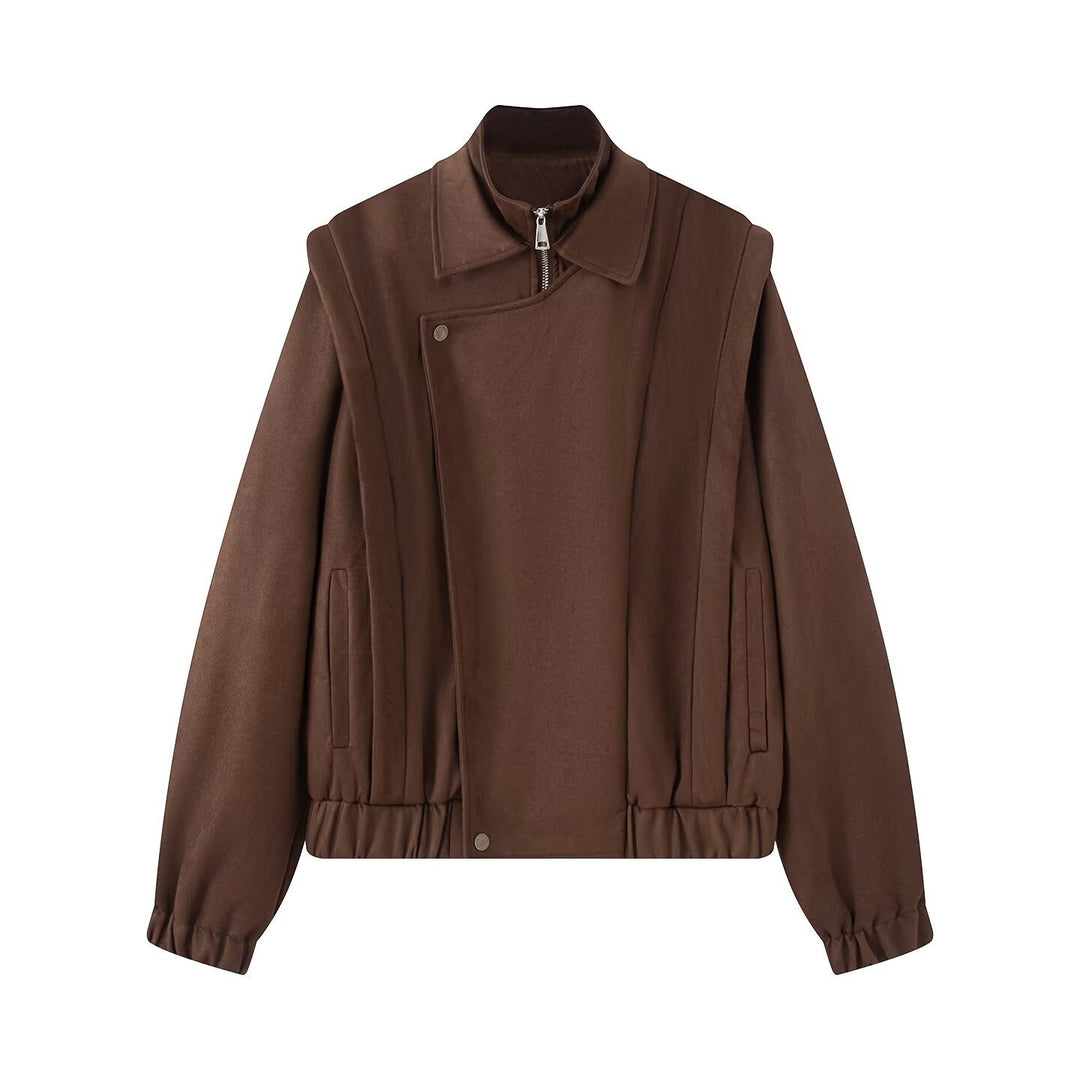 Chic and Stylish women's asymmetrical cut transitional jacket