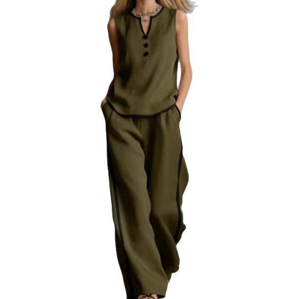 Women Elegant Two-Piece Set with Chic Top and Wide Pants Lune London