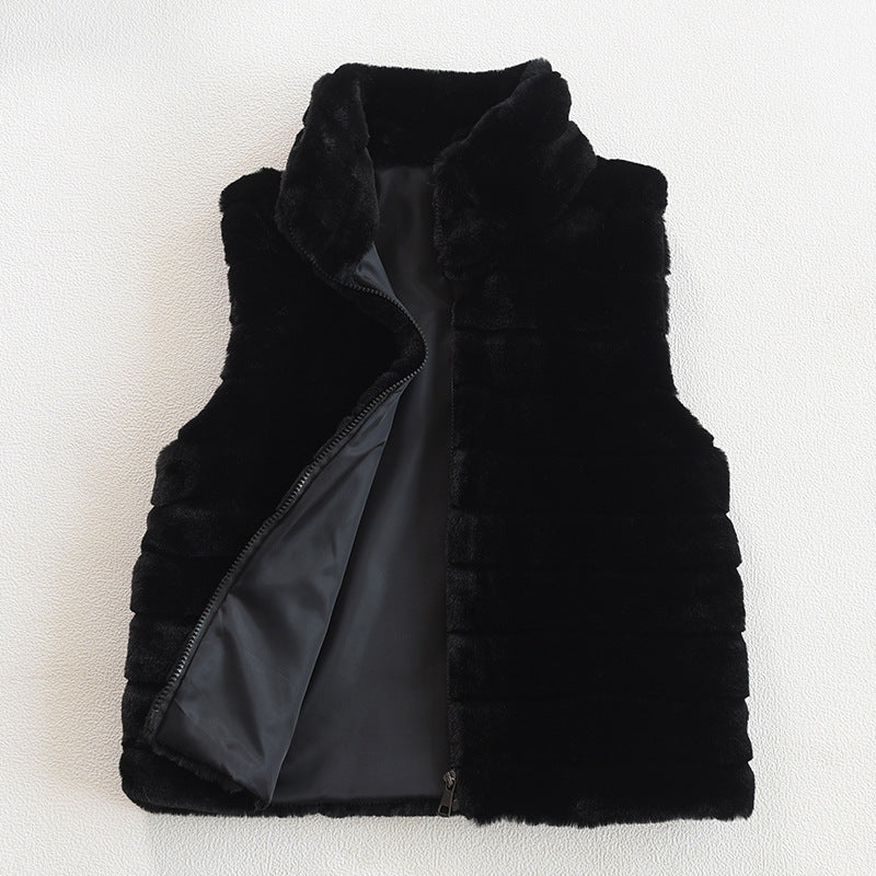 Quilted ladies' jacket in faux fur with high collar Lune London