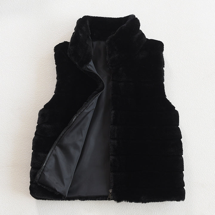Quilted ladies' jacket in faux fur with high collar Lune London