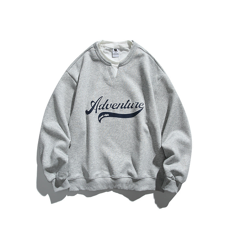 Unisex Oversize Sweatshirt with Layered Collar, Soft Fleece and Statement Print Amarae