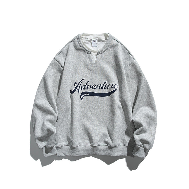 Unisex Oversize Sweatshirt with Layered Collar, Soft Fleece and Statement Print Amarae