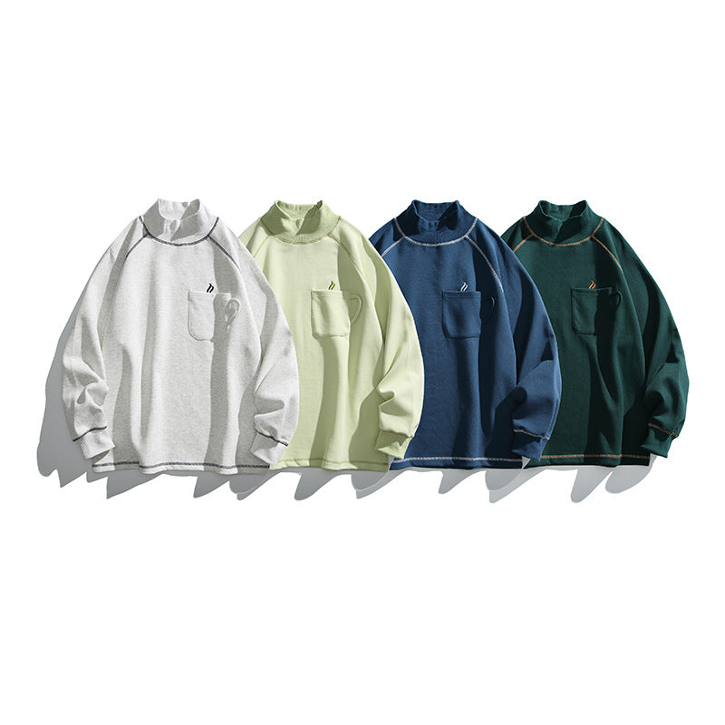 Unisex Oversize-Half-Collar Sweatshirt with Raglan Sleeves and Brust Pocket Amarae