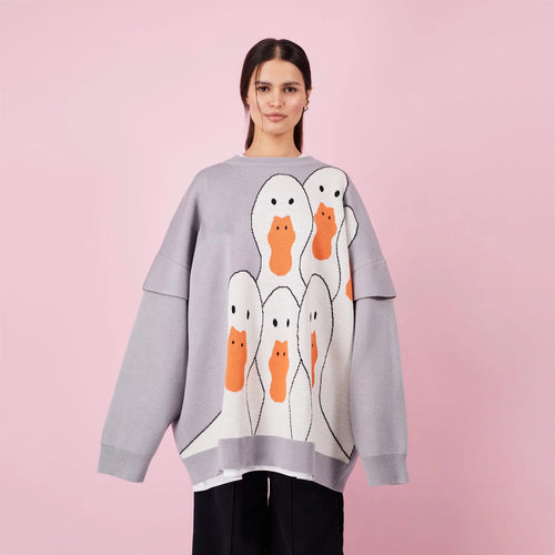 Lady Sweatshirt with creative duck pattern and casual cut Amarae
