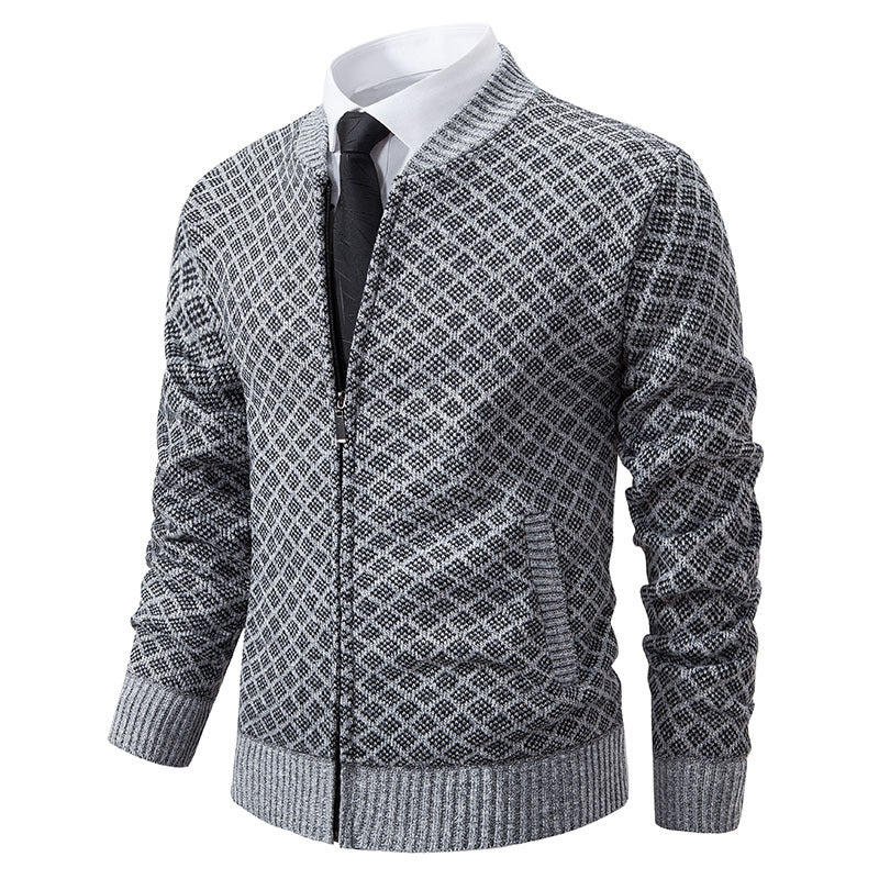 Men's knitted jacket with modern zipper and structured design Lune London