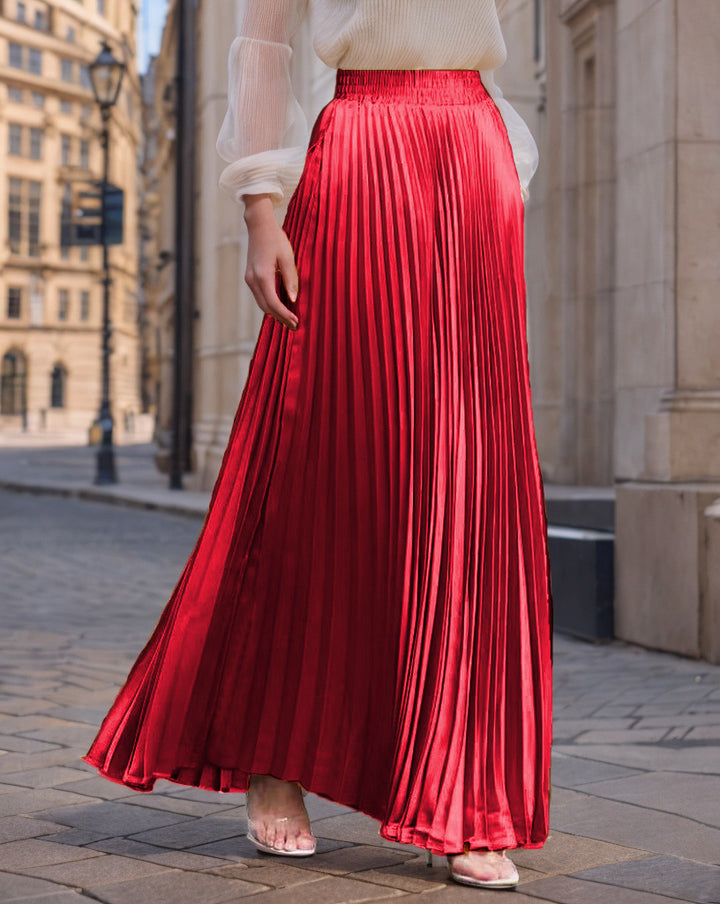 Pleated maxi skirt for women with elastic waist and flowy cut Lune London