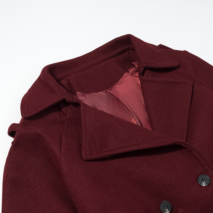 Women's Long Oversized Wool Blend Trench Coat with Wide Lapels and Adjustable Sleeve Straps Amarae