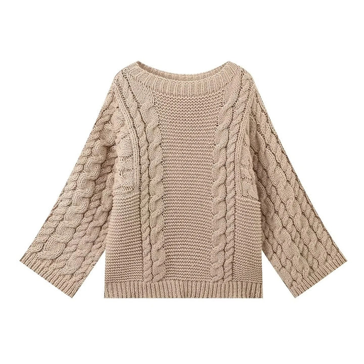 Knit sweater for women with a casual fit and braided design Lune London