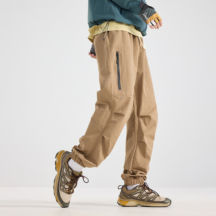 Men's Lightweight Tech Cargo Jog Pants made of Ripstop with Thigh Zipper and Elastic Hem Amarae
