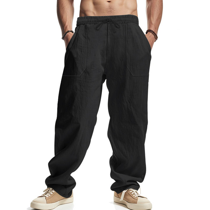 Casual linen trousers for men with elastic waistband and side pockets Lune London