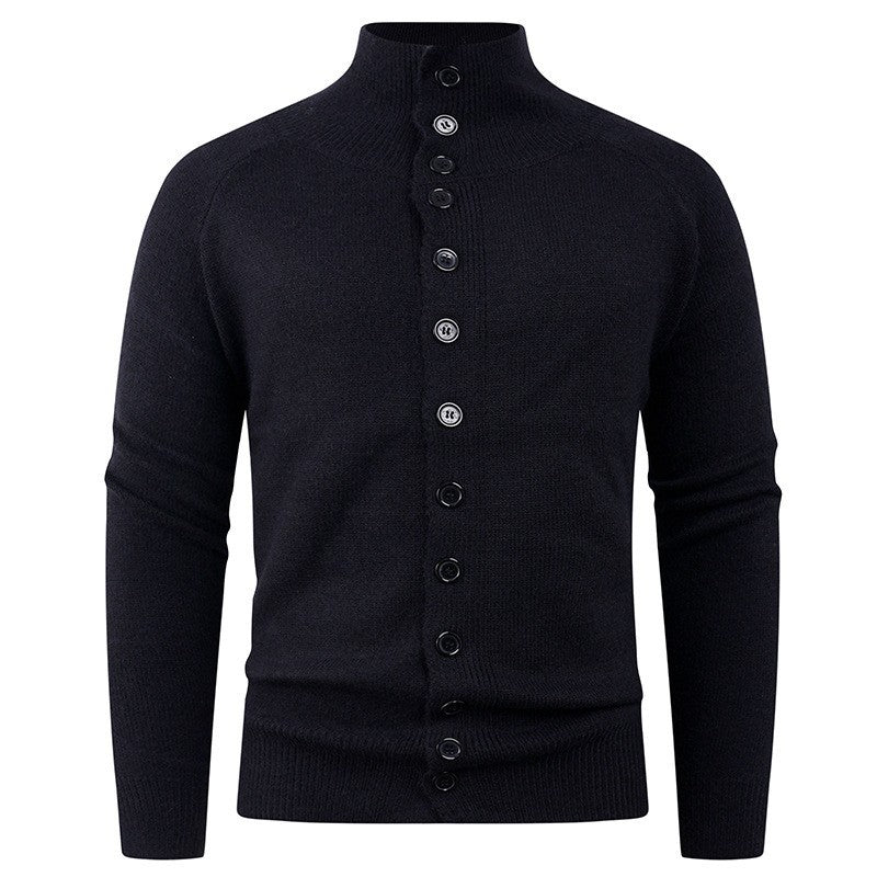 Men's knitted jacket with modern stand-up collar and button closure Lune London