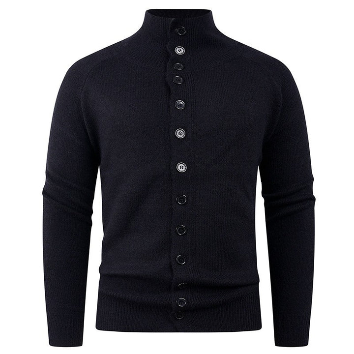 Men's knitted jacket with modern stand-up collar and button closure Lune London
