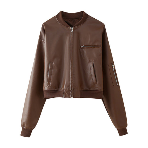 High-quality synthetic leather biker jacket for women Amarae