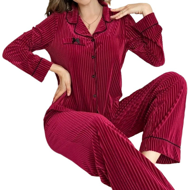 Ladies Luxurious Pajama Set with Fine Amarae Stripes