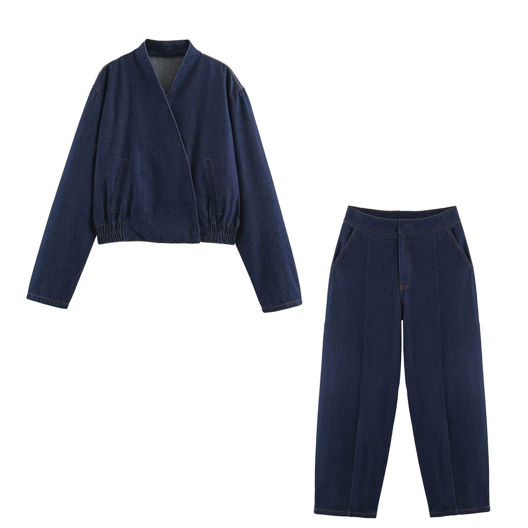 Women's high-waisted jeans with wide leg and crease Amarae