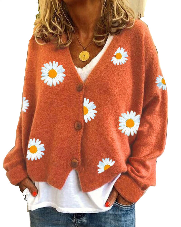 Women's knitted jacket with floral pattern and classic cut Lune London