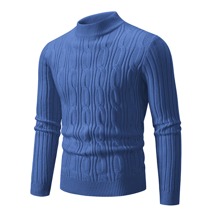 Knitted sweater for men with raised magnetic pattern and high collar Lune London