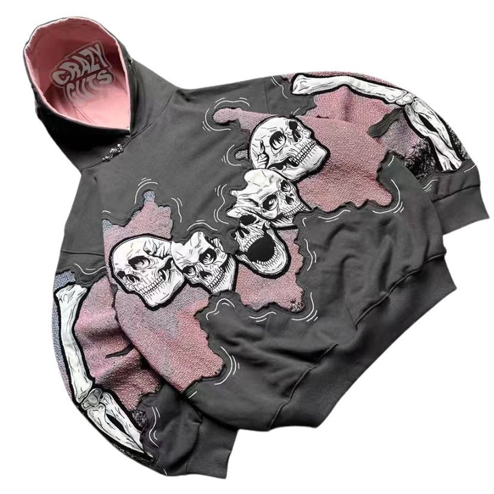 Haut à capuche pour femmes avec impression de crâne frappante Chic & Stil