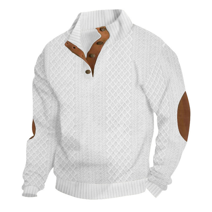 Casual knitted sweater for women with structured collar and leather applications Lune London