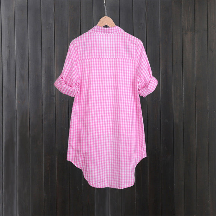 Lune London women's casual checkered shirt dress