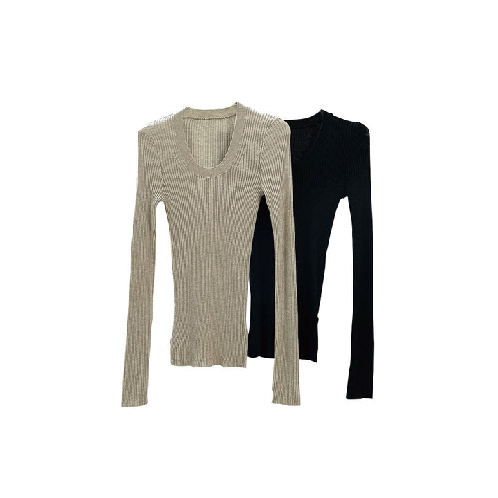 Women's Fitted Ribbed Long Sleeve Shirt made from Sustainable Cotton Blend Amarae