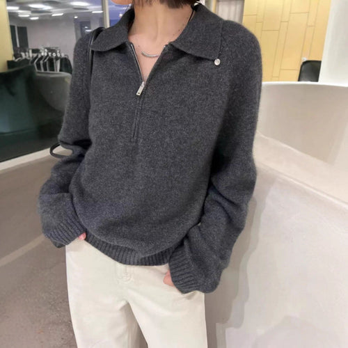 Pull femme avec zip latéral et col élégant Chic & Stil
