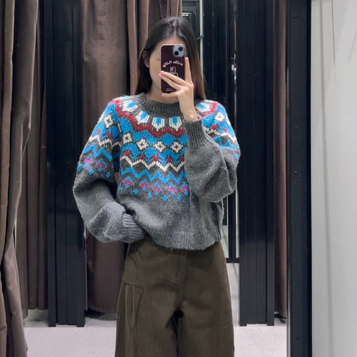 Pull en tricot pour femmes avec motif coloré Chic & Stil