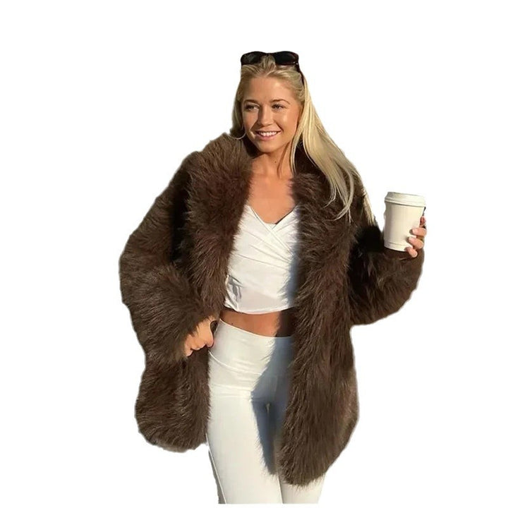Ladies Lune London Wide Cut Faux Fur Jacket