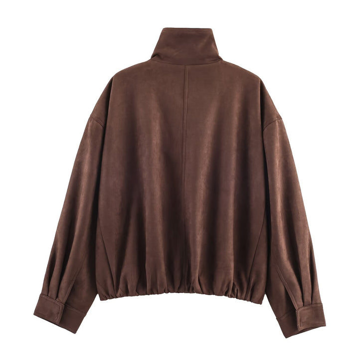 Fashion women's jacket with high collar and elastic belt Lune London