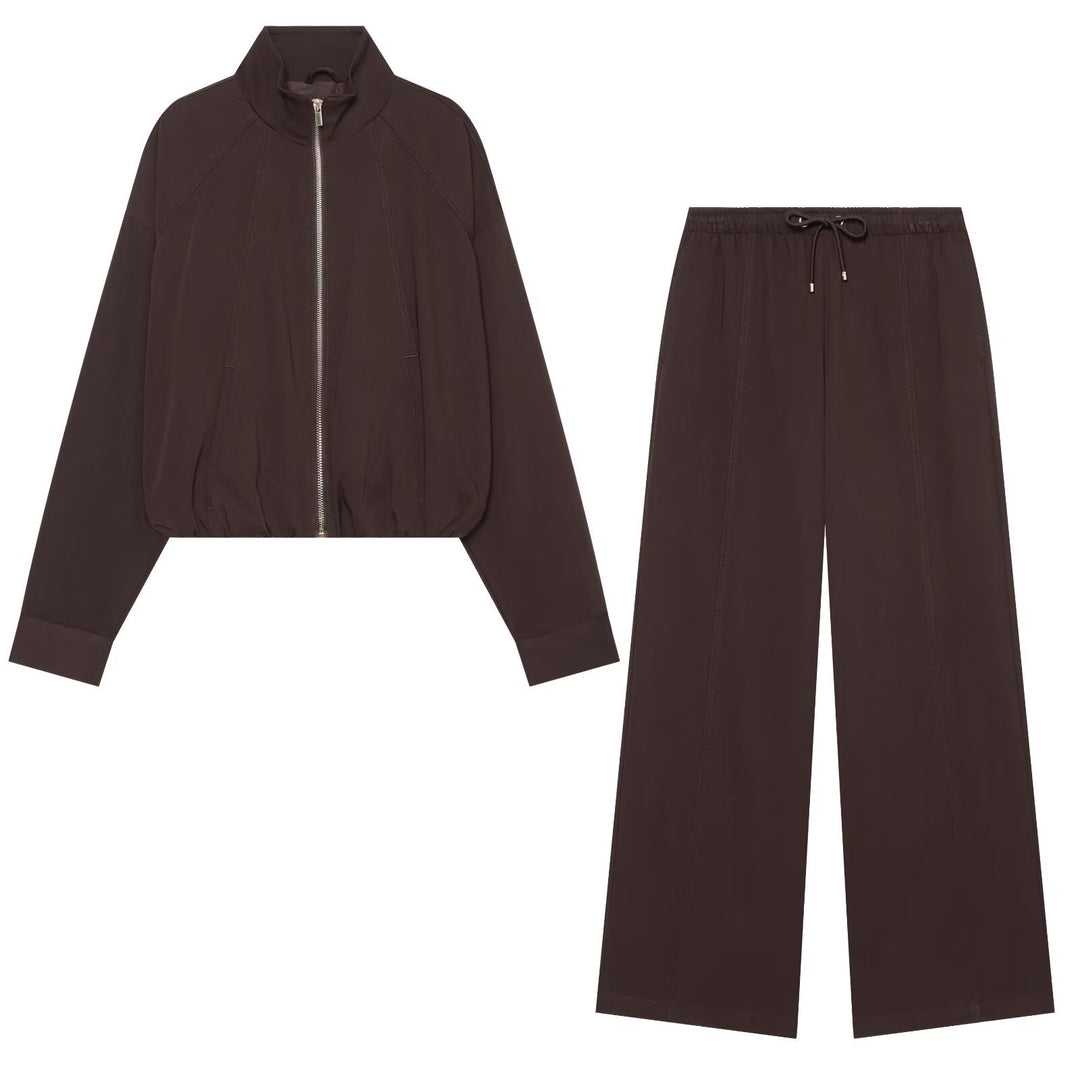 Women wide high-cut palazzo pants with drawstring and decorative seams Amarae