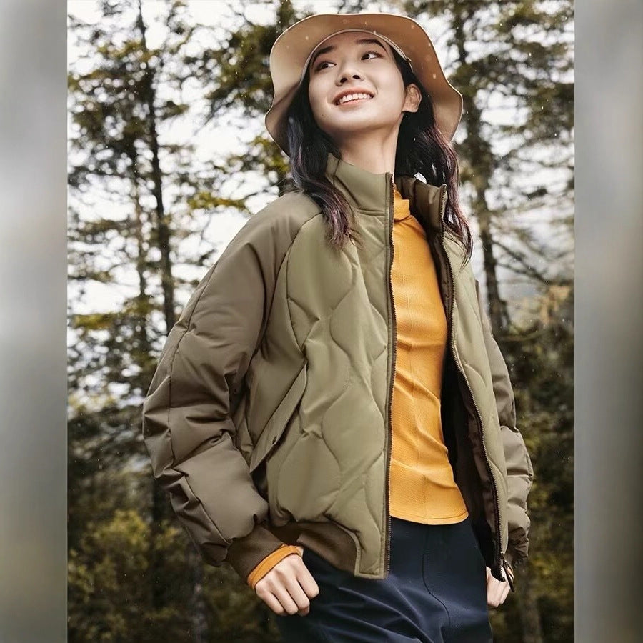 Quilted jacket for women with sporty design featuring high collar and elastic cuffs Lune London