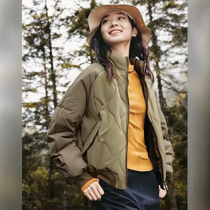 Quilted jacket for women with sporty design featuring high collar and elastic cuffs Lune London