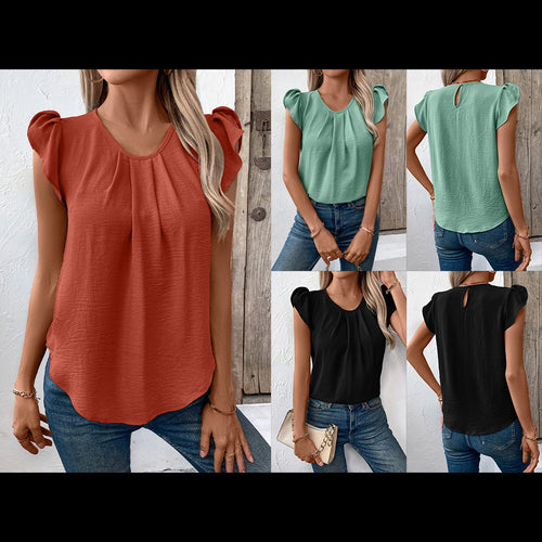 Ladies Elegant top with puff sleeves and a chic V-neck Style
