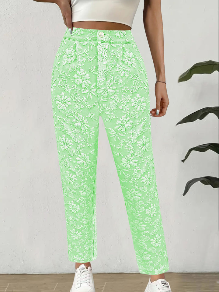 Ladies Floral Print Relaxed Fit Chic Style Pants