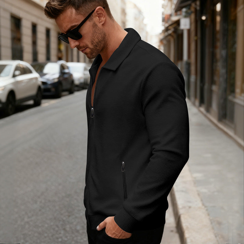 Men's sports jacket with innovative high collar and practical zippered pockets Lune London
