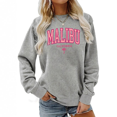 Sweat-shirt pour femme avec lettrage Malibu vif et coupe décontractée Chic & Stil