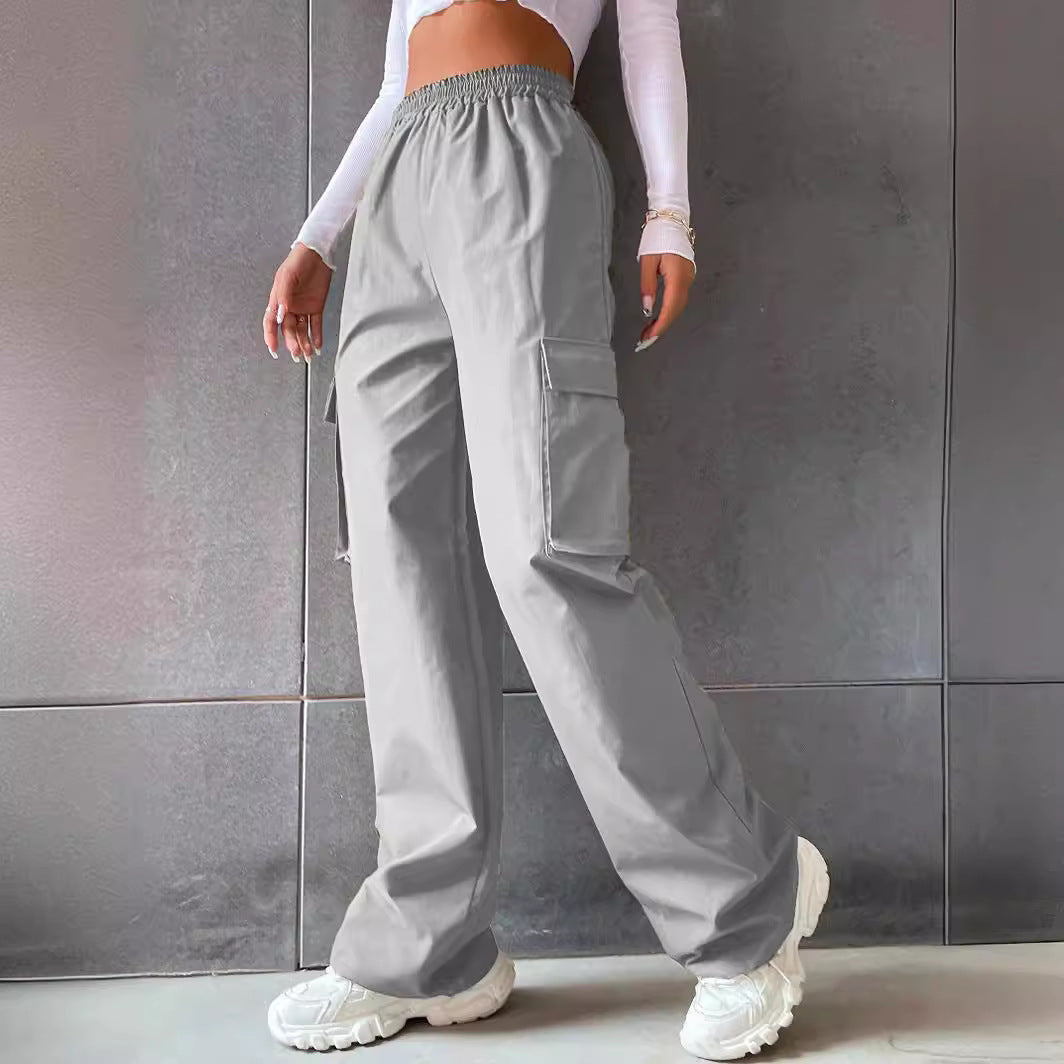 Cargo pants for women with side pockets and elastic waistband Lune London