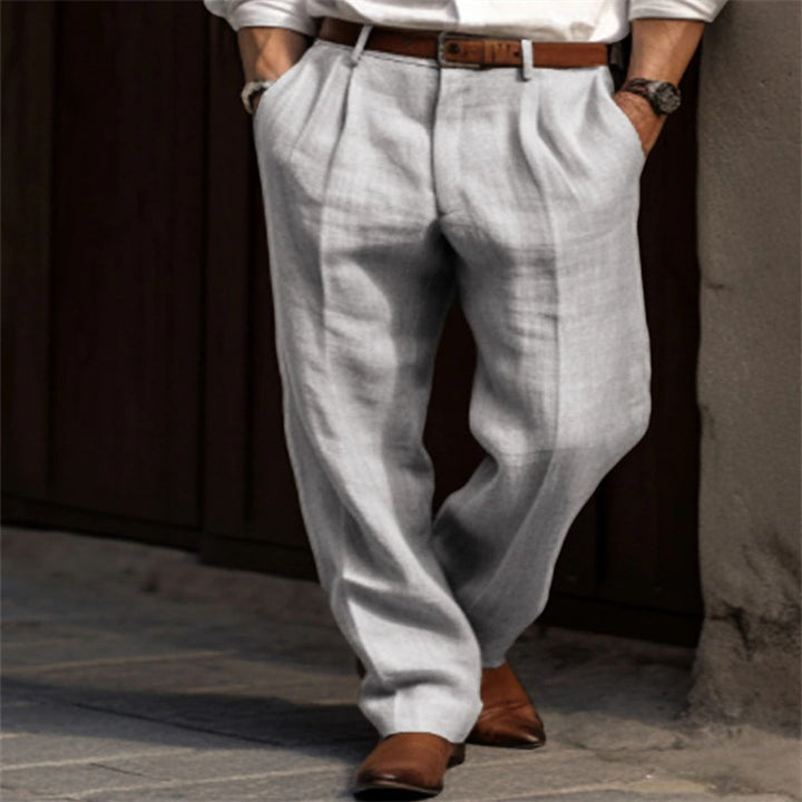 Men's Elegant Linen Trousers with Straight Leg Lune London