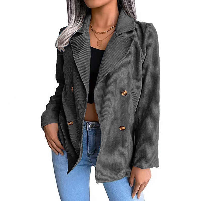 Corduroy jacket for women with double-breasted fastening and modern cut Lune London