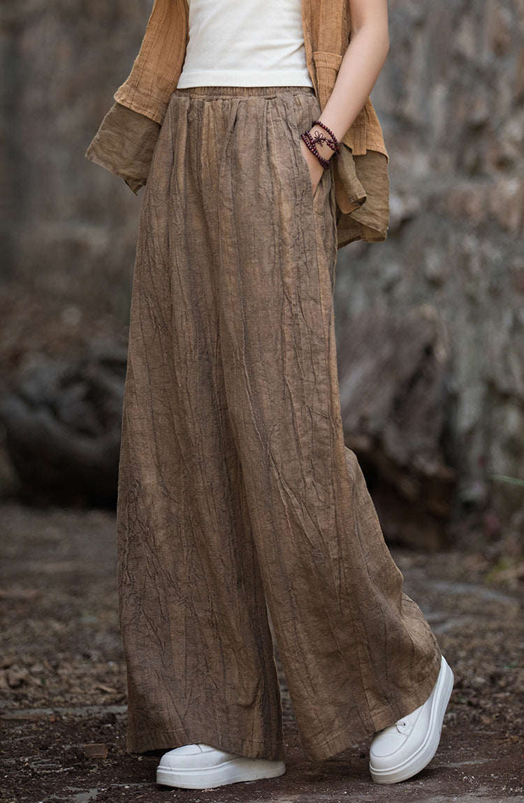 Loose linen pants for women with textured finish Lune London