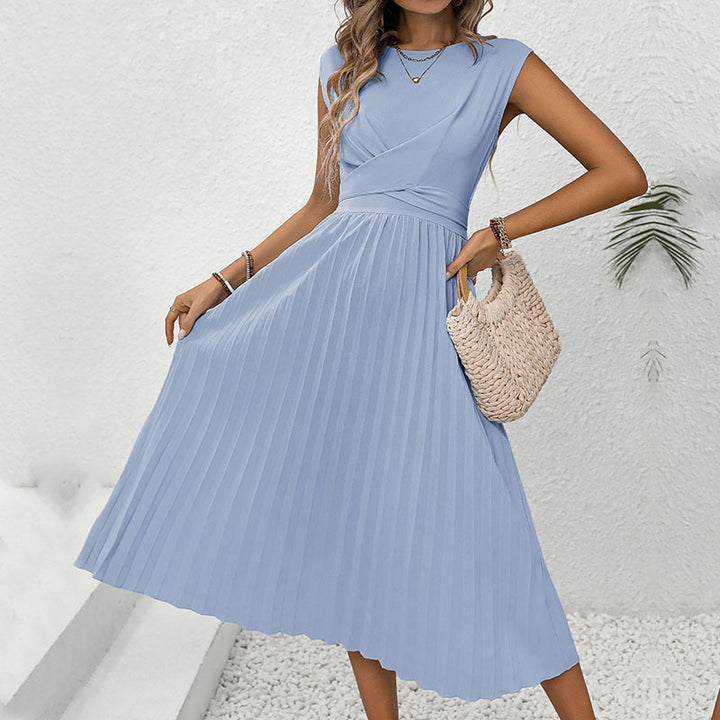 Robe maxi plissée pour femme avec décolleté élégant enroulé Chic & Stil