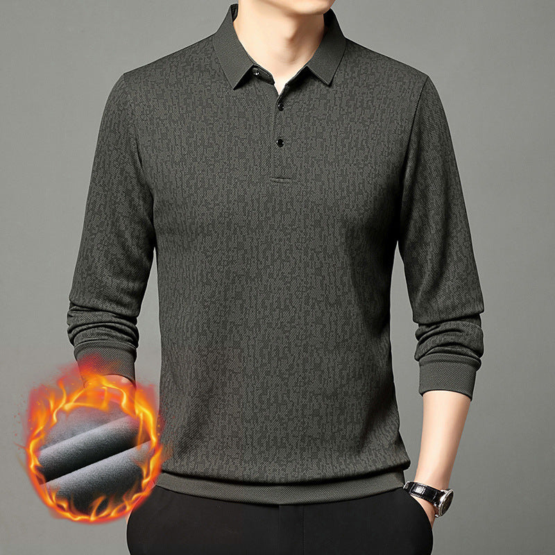Men's long sleeve polo shirt with textured design and moisture-wicking fabric Lune London