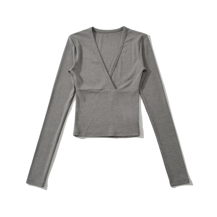 Women's wrap shirt with V-neck and fitted dividing seam Amarae