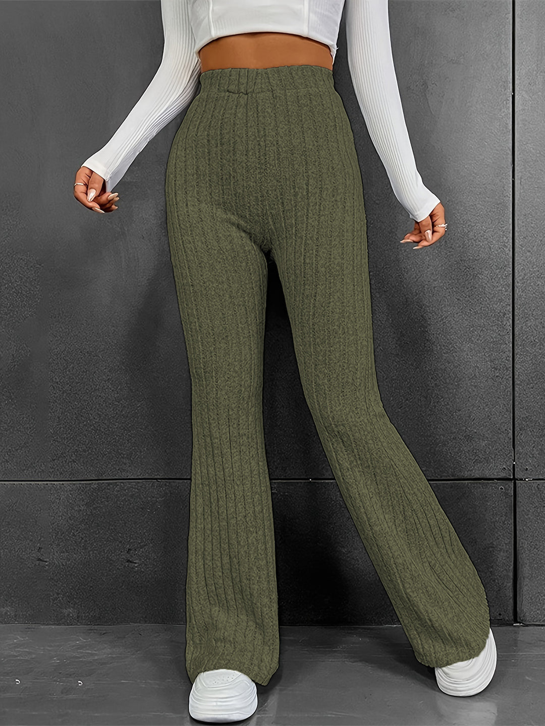 Pantalons taille haute côtelés doux pour femmes Chic & Stil