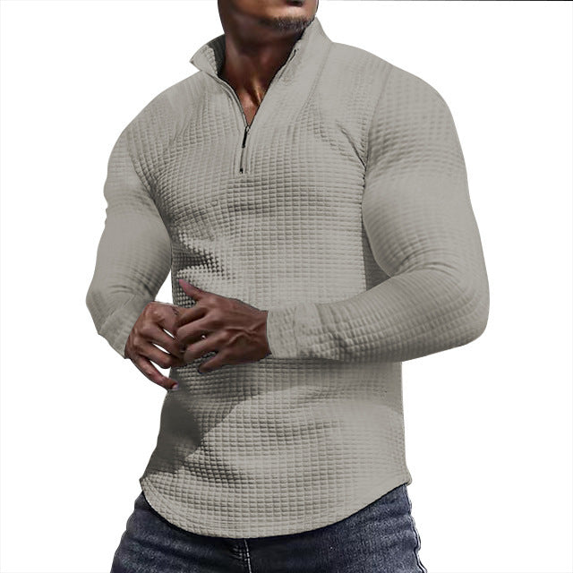 Functional T-shirt for men with high collar and textured design Lune London